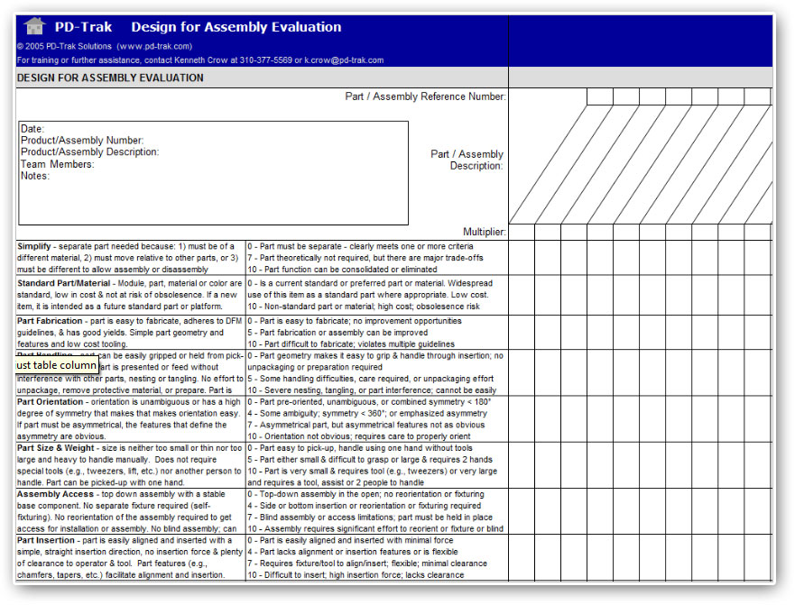 assembly list template excel for mac